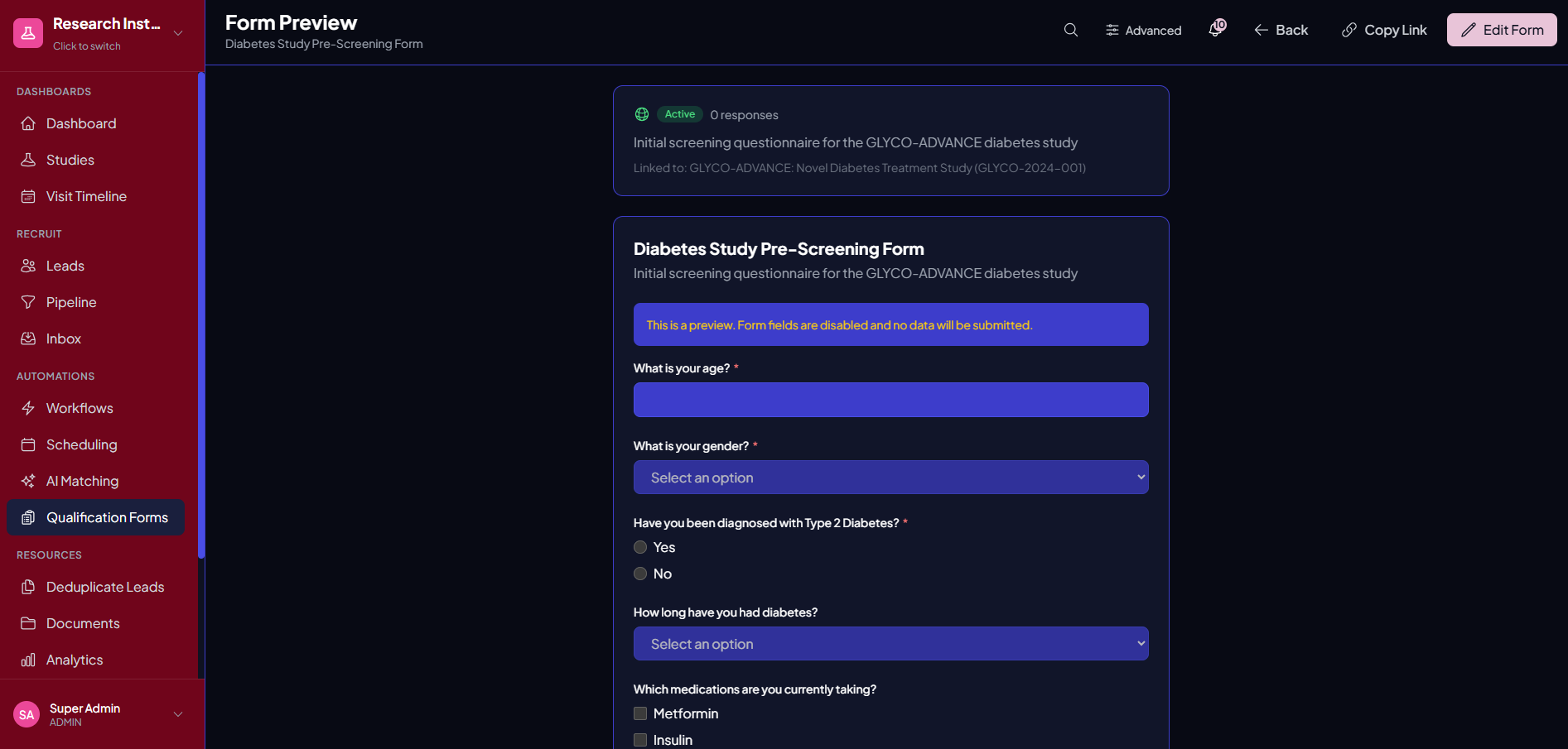Trialflow no-code qualification form builder with conditional logic and automatic scoring